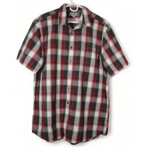 Carhartt Short Sleeve Flannel Collar Shirt Men Sz Large Tall Relaxed Fit Red
